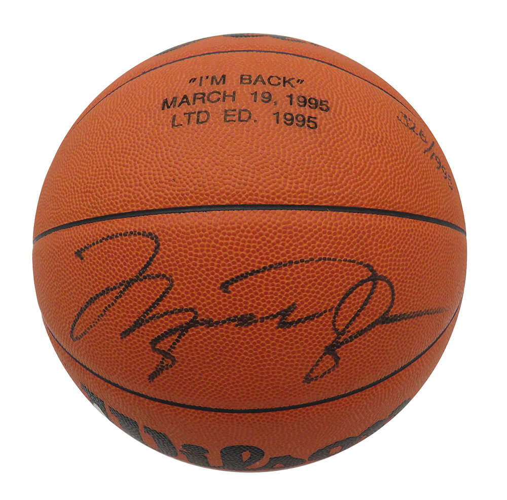 JORBSK206 Michael Jordan Signed Wilson Jet I Am Back March 19, 1995 Engraved Basketball - LE No.326-1995 & UDA Inscription