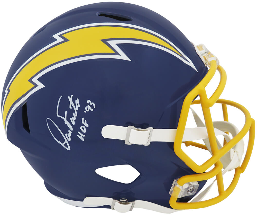 Picture of Schwartz Sports Memorabilia FOUREP313 Dan Fouts Signed Chargers Navy Throwback Riddell Full Size Speed Replica Helmet with HOF 1993 Inscription - White Ink