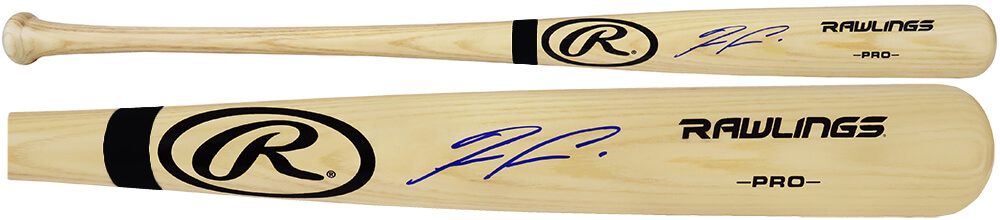 ACUBAT103 Ronald Acuna Jr Signed Rawlings Pro Blonde Black Ring Baseball Bat - Beckett