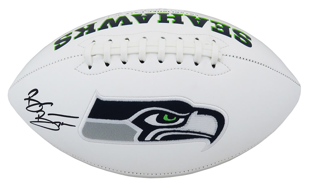 BOSFTB325 Brian Bosworth Signed Seattle Seahawks White Logo Football