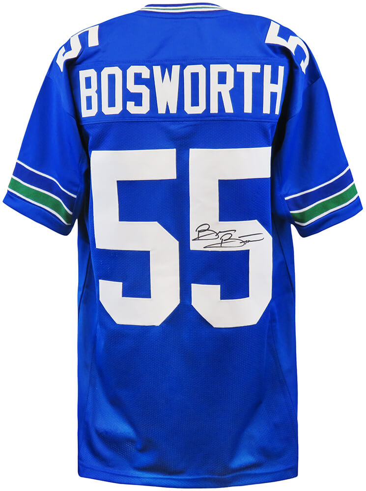 BOSJRY332 Brian Bosworth Signed Throwback Custom Football Jersey, Blue