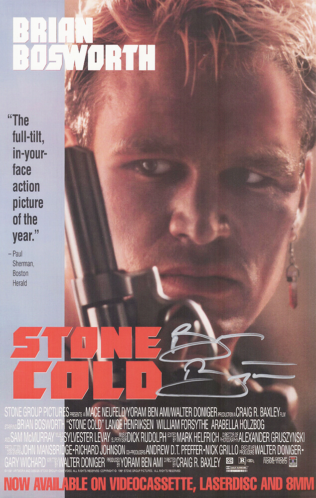BOSPST300 11 x 17 in. Brian Bosworth Signed Stone Cold Movie Poster