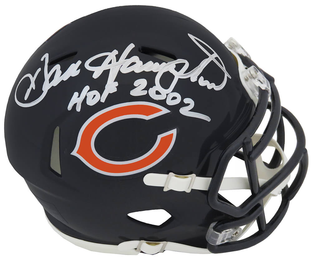 Picture of Schwartz Sports Memorabilia HAMMIN316 Dan Hampton Signed Chicago Bears Riddell Speed Mini Helmet with HOF 2002 Inscription