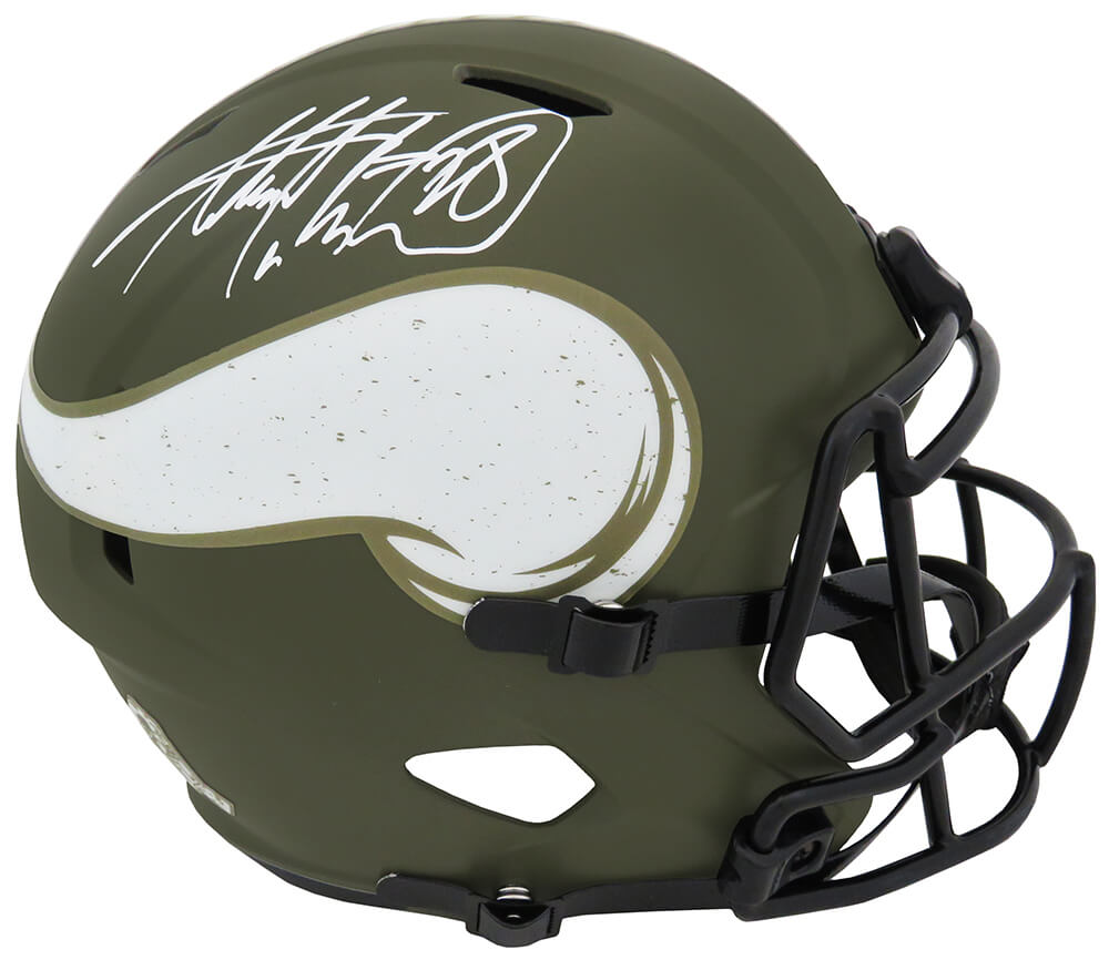 PETREP310 Adrian Peterson Signed Minnesota Vikings Salute to Service Riddell Full Size Speed Replica Helmet