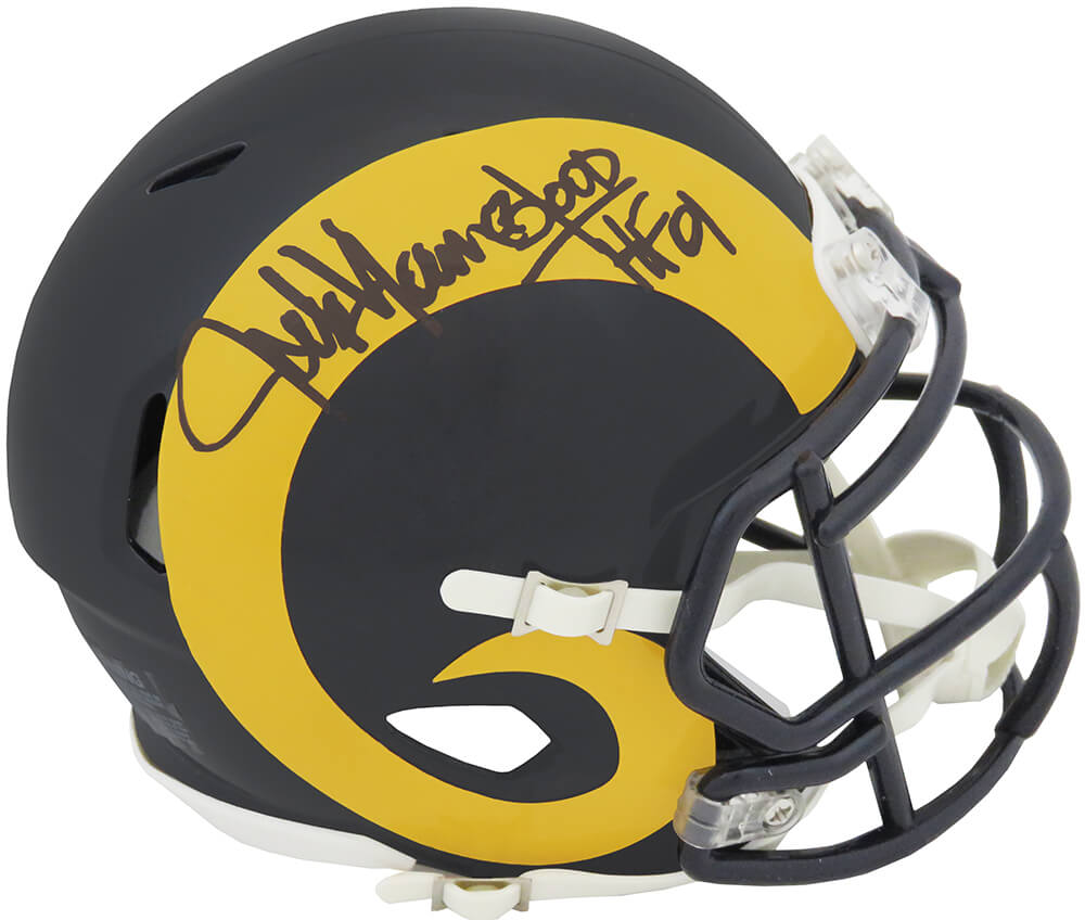 YOUMIN323 Jack Youngblood Signed Los Angeles Rams Throwback Riddell Speed Mini Helmet with HF 2001 Inscription