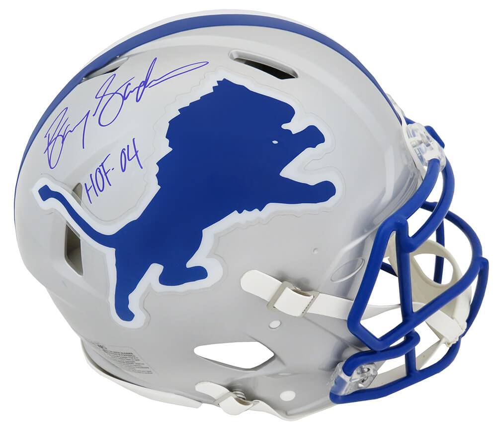 Schwartz Sports Memorabilia SANPRO324 Barry Sanders Signed Detroit Lions Throwback Riddell Authentic Proline Speed Helmet with HOF 2004 Inscription