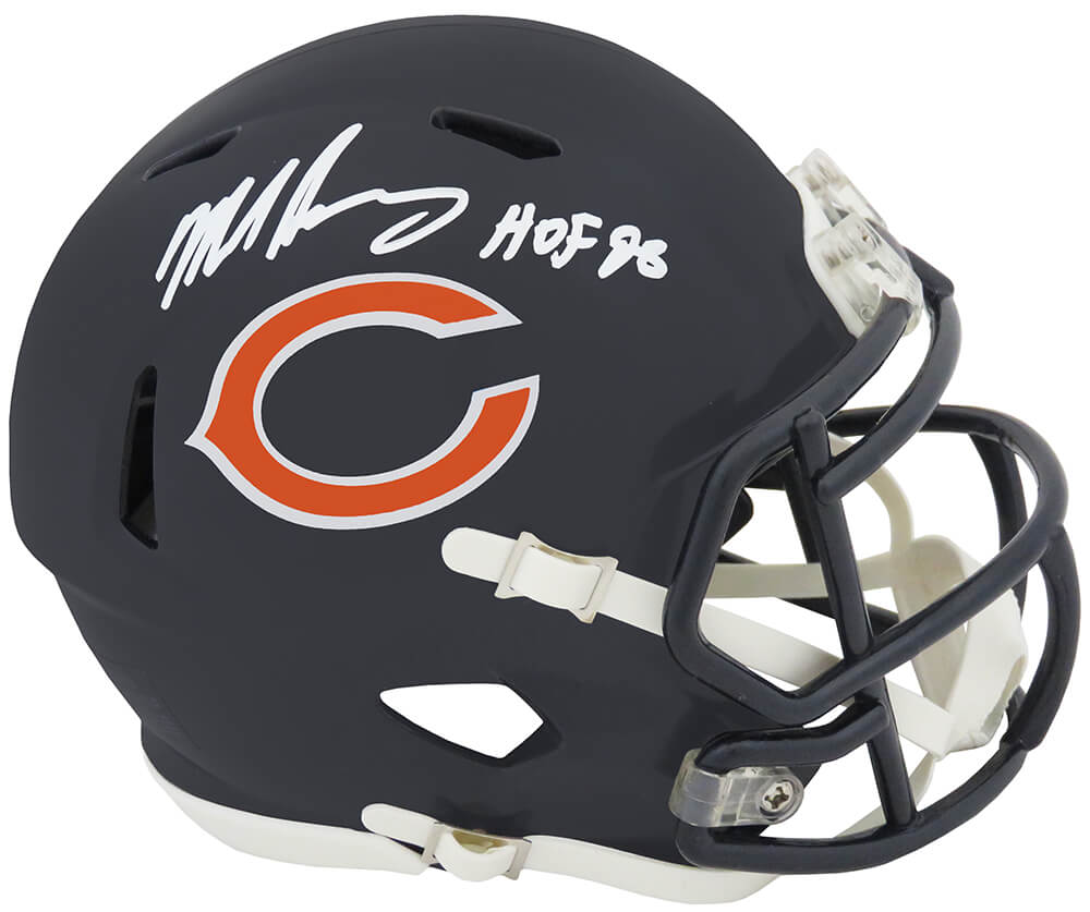 SINMIN325 Mike Singletary Signed Chicago Bears Riddell Speed Mini Size Helmet with HOF 98