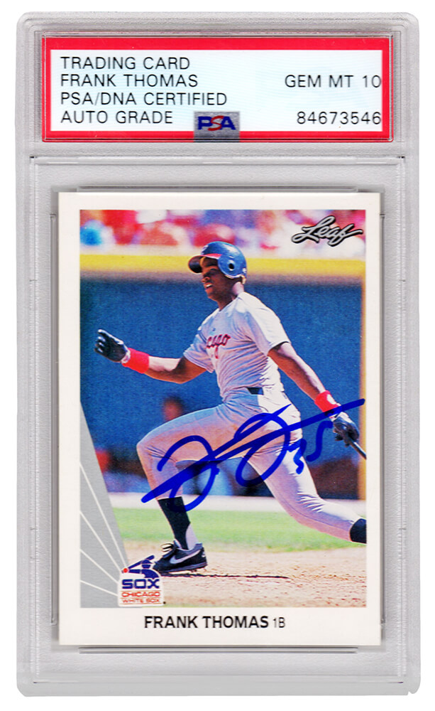 THOCAR115 Frank Thomas Signed White Sox 1990 Leaf Rookie Baseball Card No.300 - PSA Encapsulated - Auto Grade 10