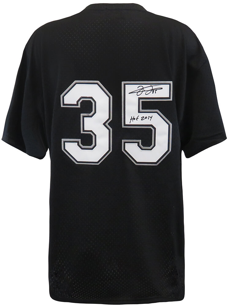 THOJRY108 Frank Thomas Signed Chicago White Sox Black M&N Cooperstown Collection Batting Practice with HOF 2014 Baseball Jersey