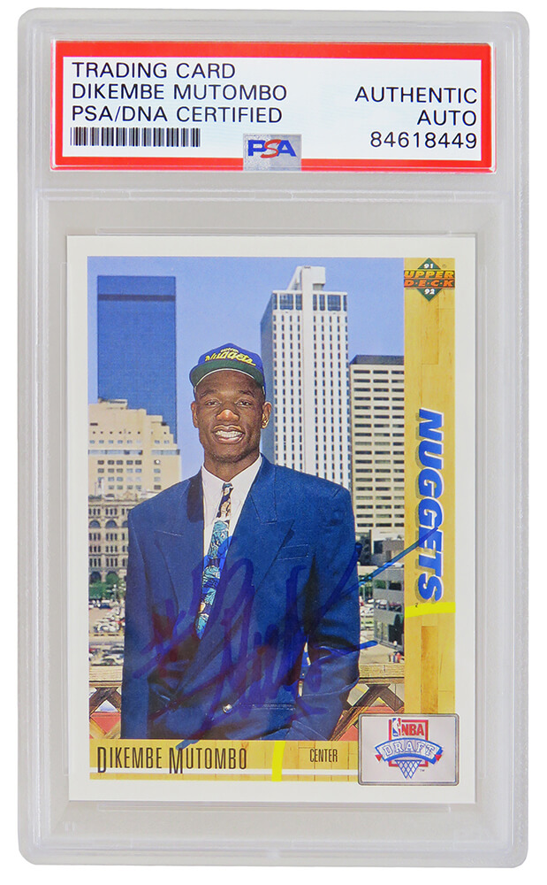 MUTCAR202 Dikembe Mutombo Signed Denver Nuggets 1991-1992 Upper Deck Rookie Card No.3 - PSA Encapsulated