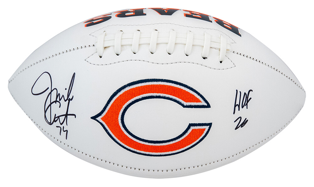 COVFTB302 Jim Covert Signed Chicago Bears Jarden White Panel Logo Football with HOF 20 -  Schwartz Sports Memorabilia