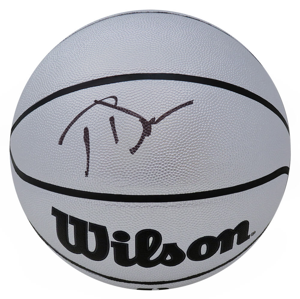 DUMBSK201 Joe Dumars Signed Wilson Silver Full Size NBA Basketball