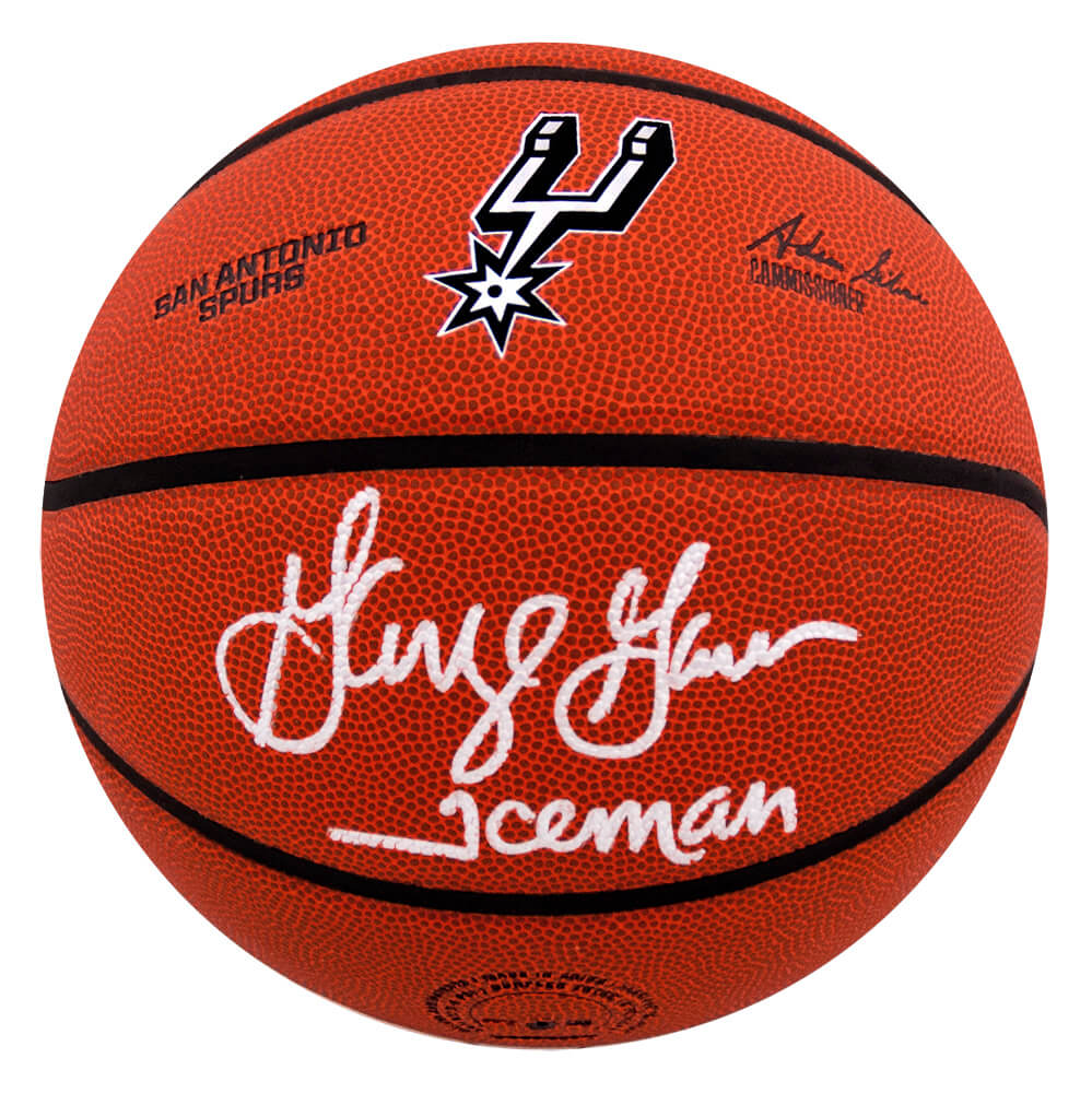 GERBSK223 George Gervin Signed San Antonio Spurs Logo Wilson NBA Basketball with Iceman -  Schwartz Sports Memorabilia