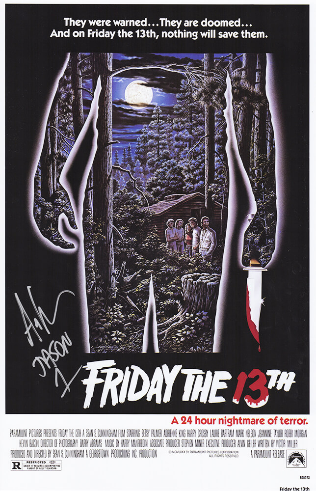 LEHPST503 11 x 17 in. Ari Lehman Signed Friday the 13th Movie Poster with Jason 1 -  Schwartz Sports Memorabilia