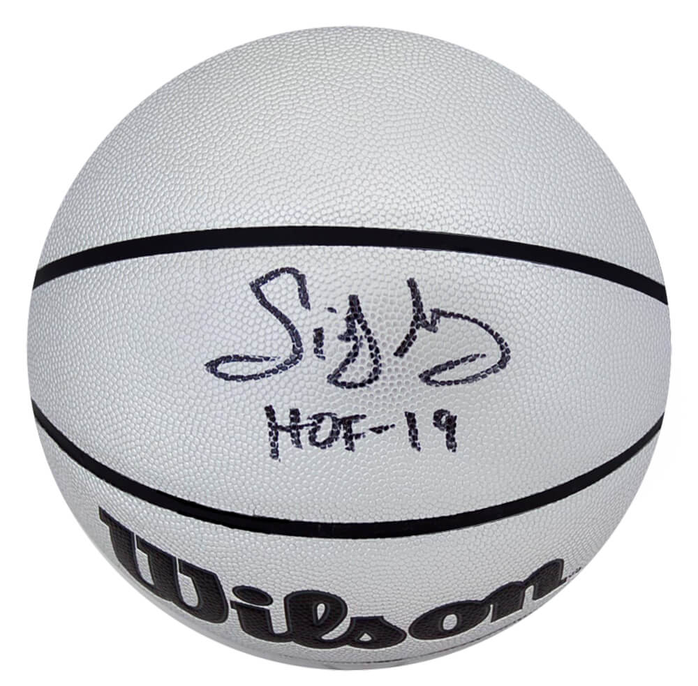 MONBSK215 Sidney Moncrief Signed Wilson Platinum NBA Basketball with HOF 19