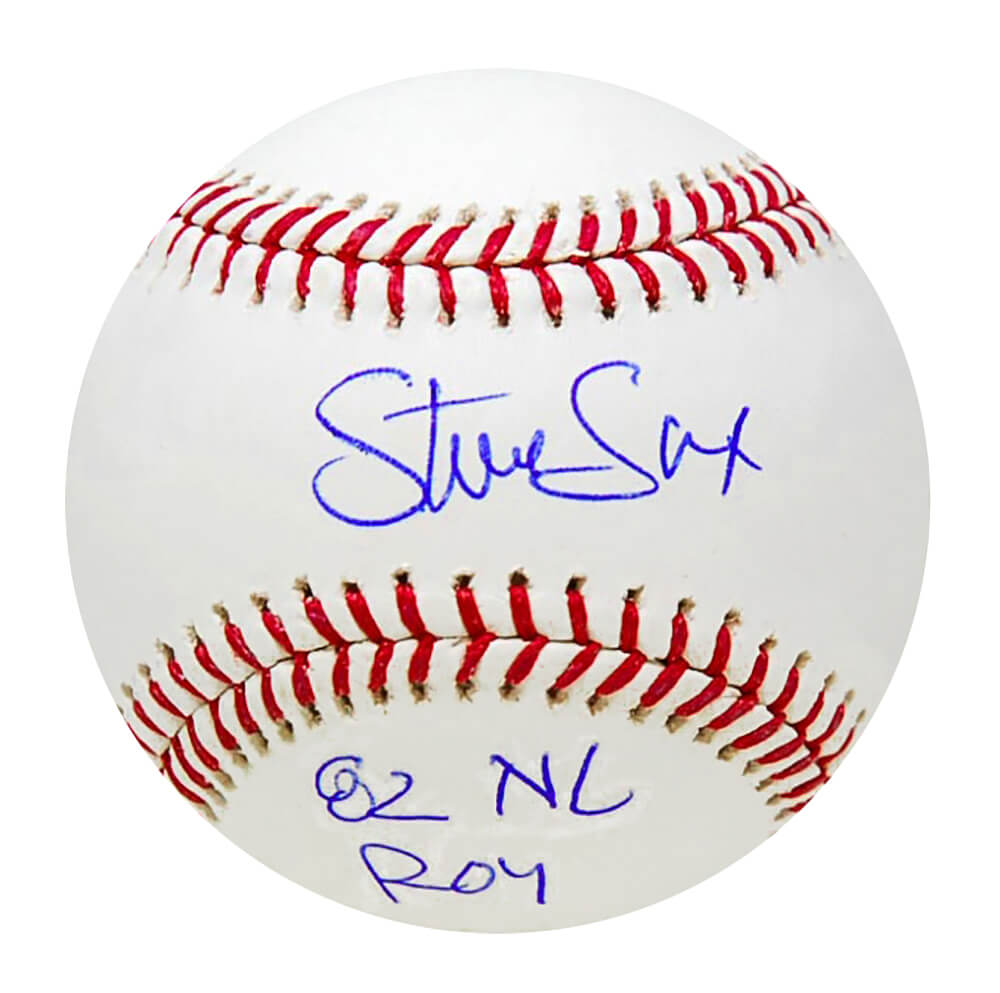 SAXBSB100 Steve Sax Signed Rawlings Official MLB Baseball with 82 NL Roy