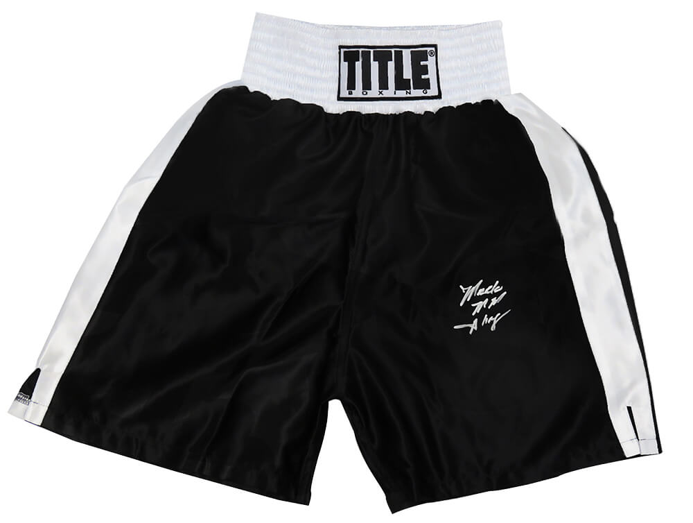 STATRU500 Marlon Starling Signed Title Black with White Trim Boxing Trunks