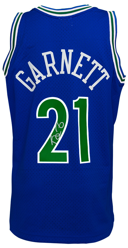 GARJRY201 Kevin Garnett Signed Minnesota Timberwolves 1995 Throwback Blue Mitchell & Ness NBA Swingman Jersey