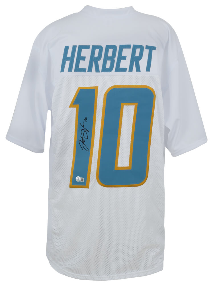 HERJRY303 Justin Herbert Signed White Custom Football Jersey - Beckett