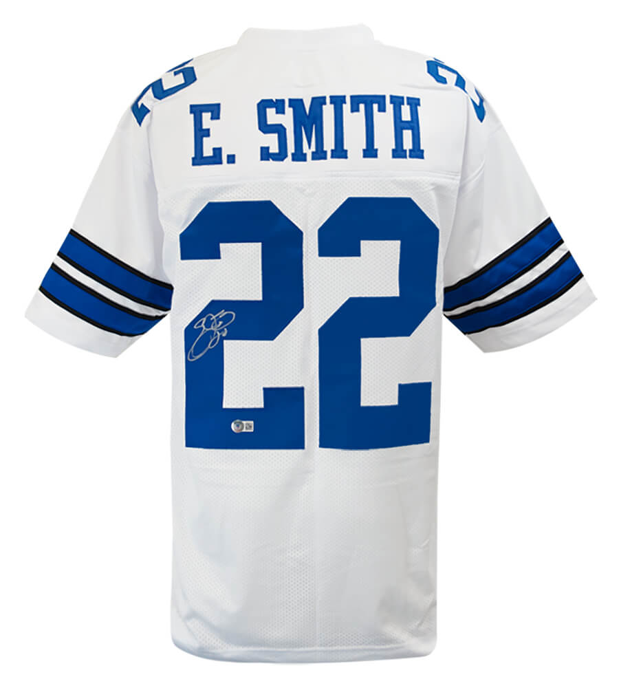 SMIJRY307 Emmitt Smith Signed White Custom Football Jersey - Beckett