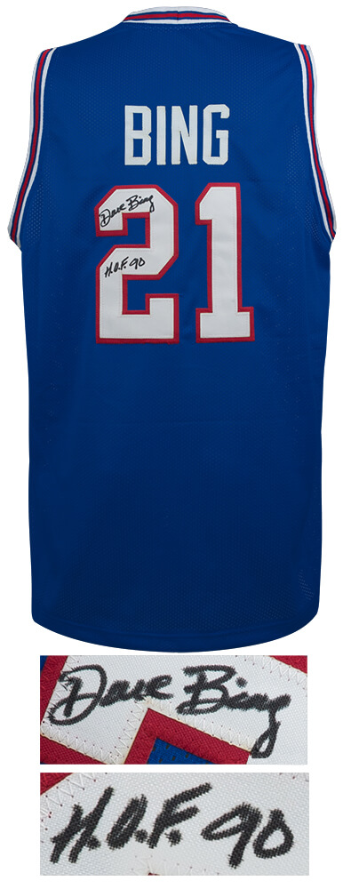 BINJRY201 Dave Bing Signed Blue Throwback Custom Basketball Jersey with HOF-90