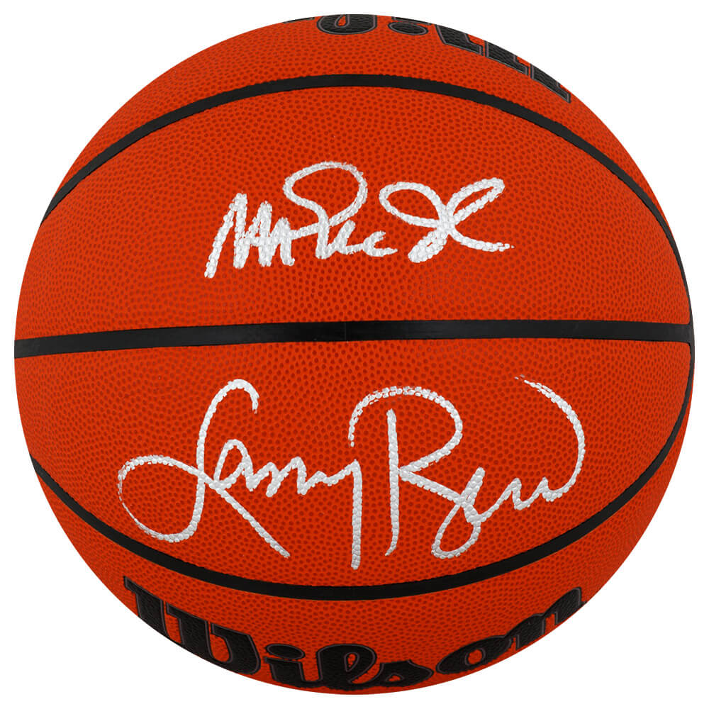 BIRBSK238 Larry Bird & Magic Johnson Signed Wilson Indoor & Outdoor NBA Basketball
