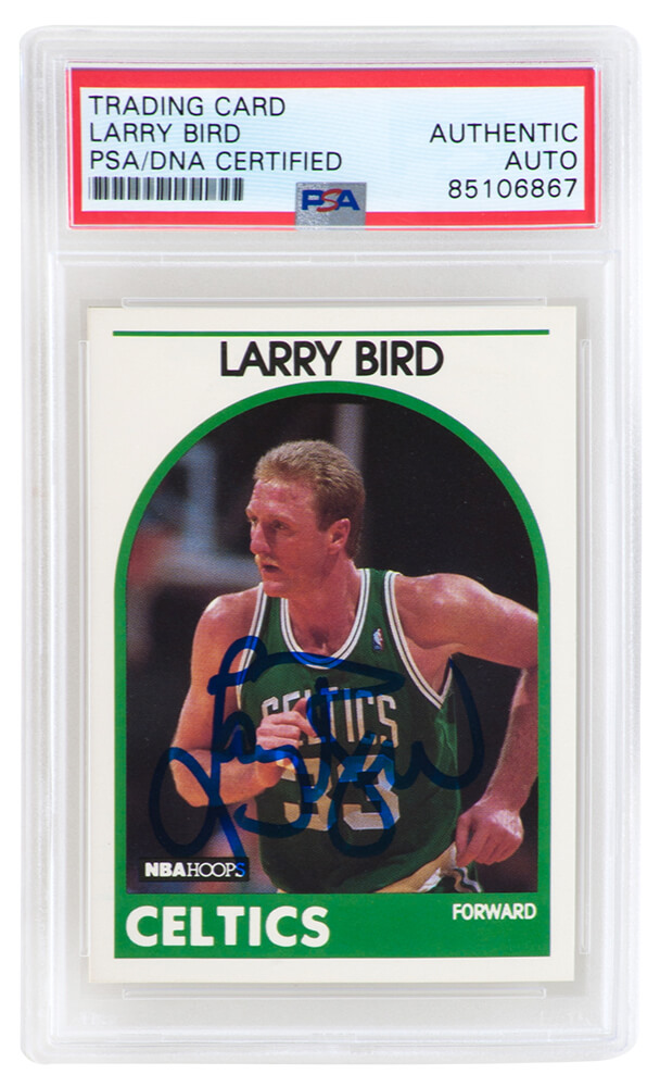 BIRCAR215 Larry Bird Signed Boston Celtics 1989 NBA Hoops Basketball Card No.150 - PSA & DNA Encapsulated -  Schwartz Sports Memorabilia