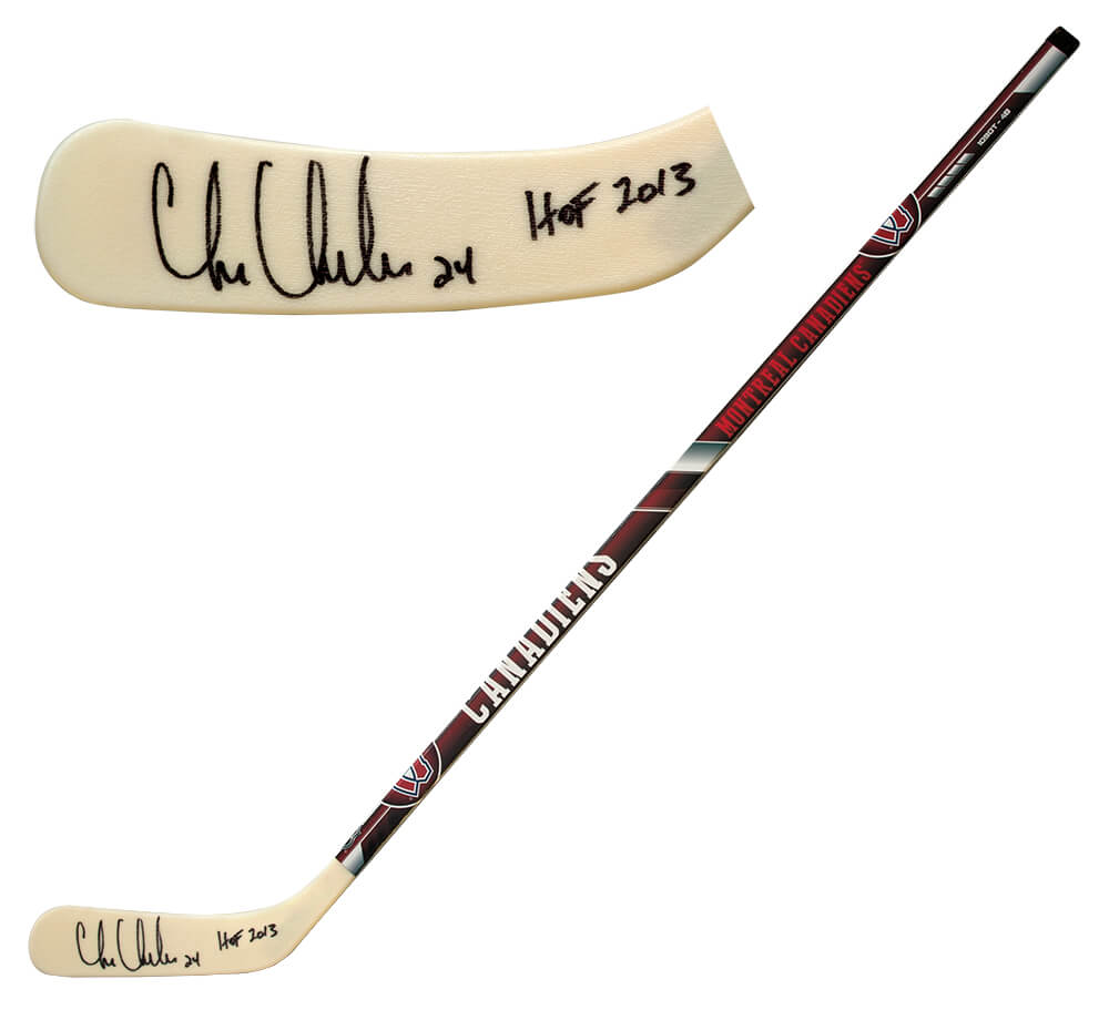 Picture of Schwartz Sports Memorabilia CHESTK405 Chris Chelios Signed Montreal Canadiens Franklin 48 Inch Full Size Hockey Stick with HOF 2013 Inscription