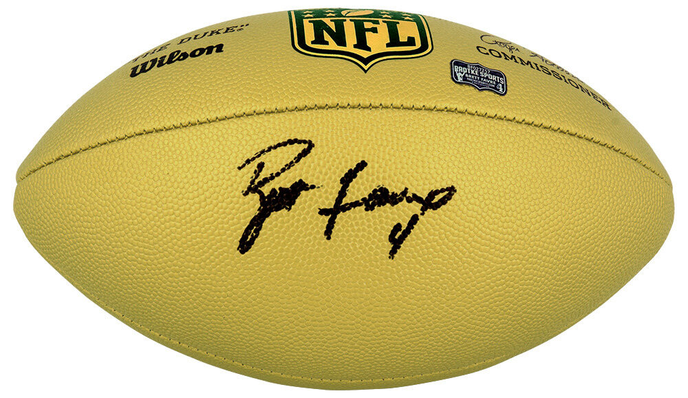 FAVFTB302 Brett Favre Signed Wilson Duke Gold Metallic NFL Full Size Replica Football - Favre Holo