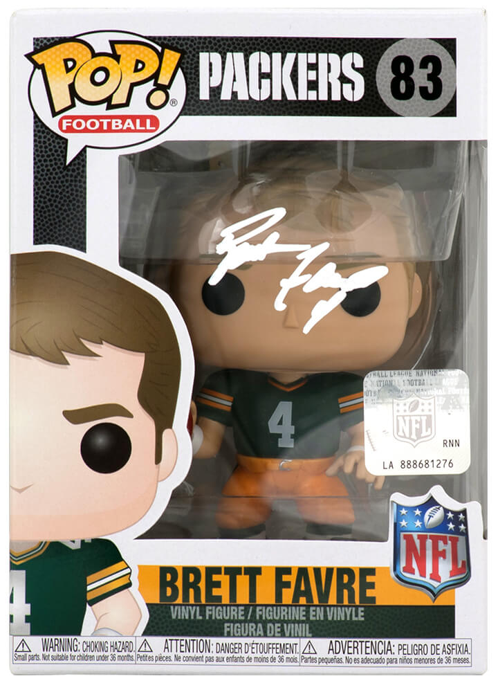 FAVFUN300 No.83 Brett Favre Signed Green Bay Packers NFL Legends Funko Pop Doll, Favre Holo