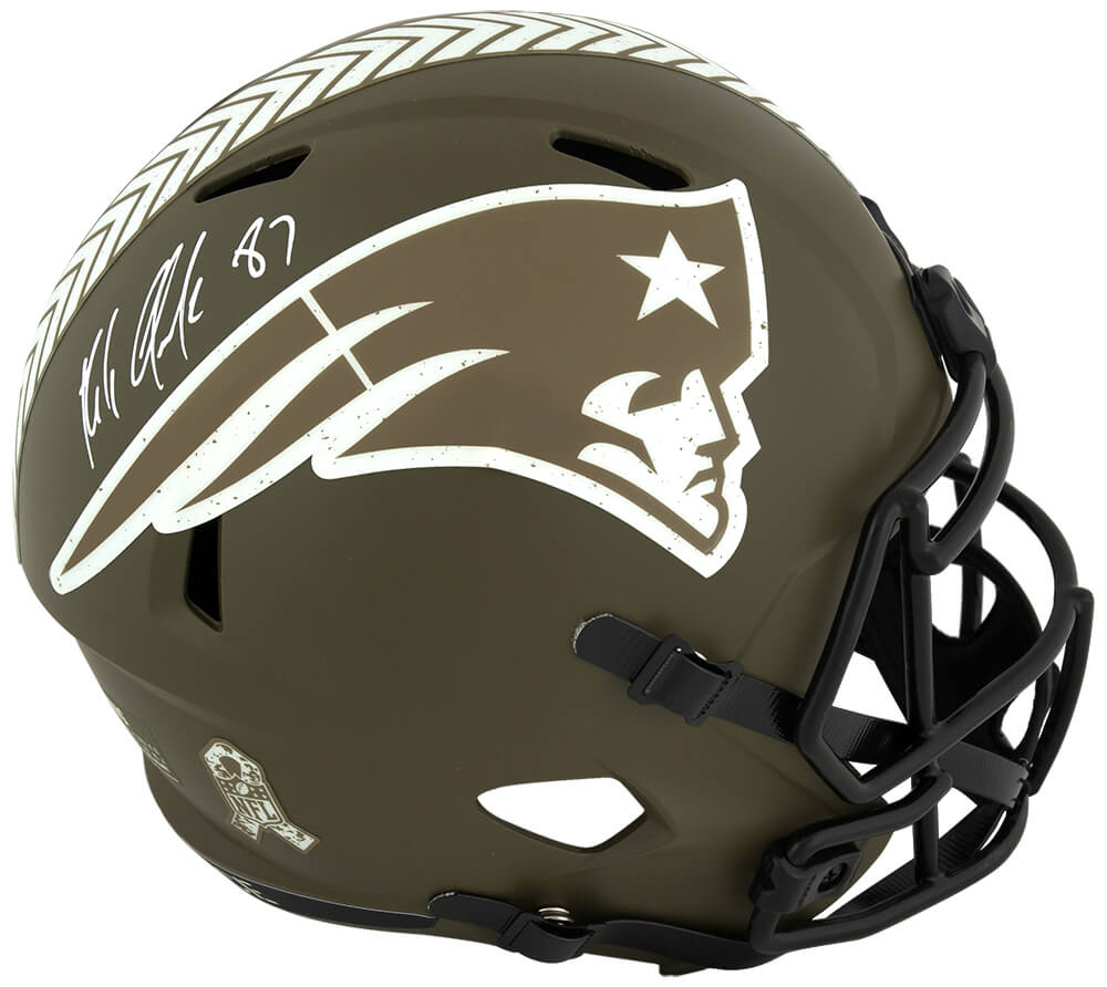 GROREP302 Rob Gronkowski Signed England Patriots Salute to Service Riddell Full Size Speed Replica Helmet