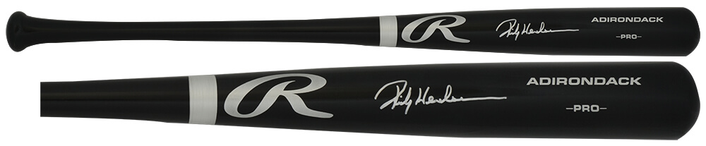 Picture of Schwartz Sports Memorabilia HENBAT110 Rickey Henderson Signed Rawlings Pro Black Baseball Bat