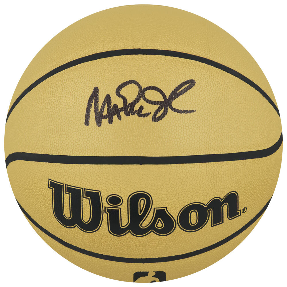 JOHBSK225 Magic Johnson Signed Wilson Gold Basketball