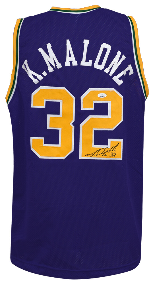 MALJRY201 Karl Malone Signed Purple Custom Basketball Jersey - JSA