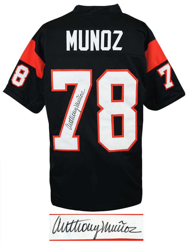 Picture of Schwartz Sports Memorabilia MUNJRY302 Anthony Munoz Signed Black Throwback Custom Jersey