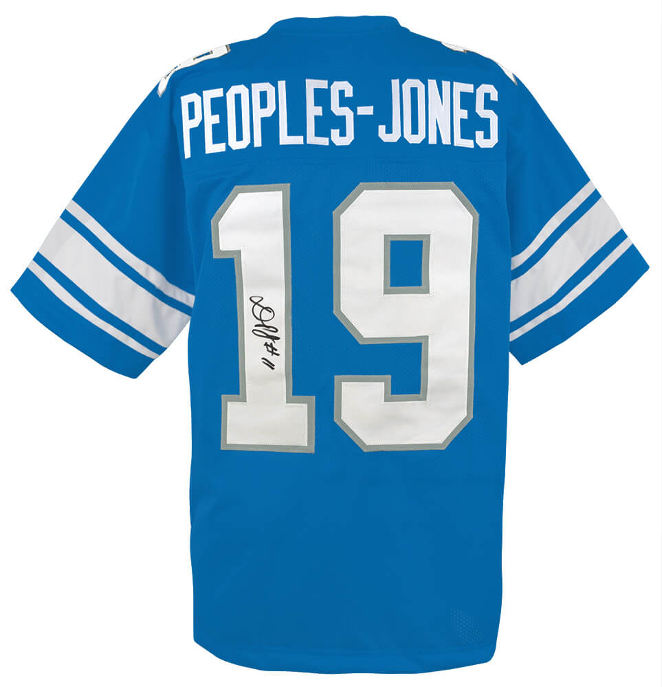 Picture of Schwartz Sports Memorabilia PEOJRY302 Donovan Peoples-Jones Signed Blue Custom Football Jersey