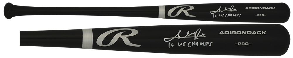 RUSBAT104 Addison Russell Signed Rawlings Pro Black Baseball Bat with 2016 WS Champs Inscription