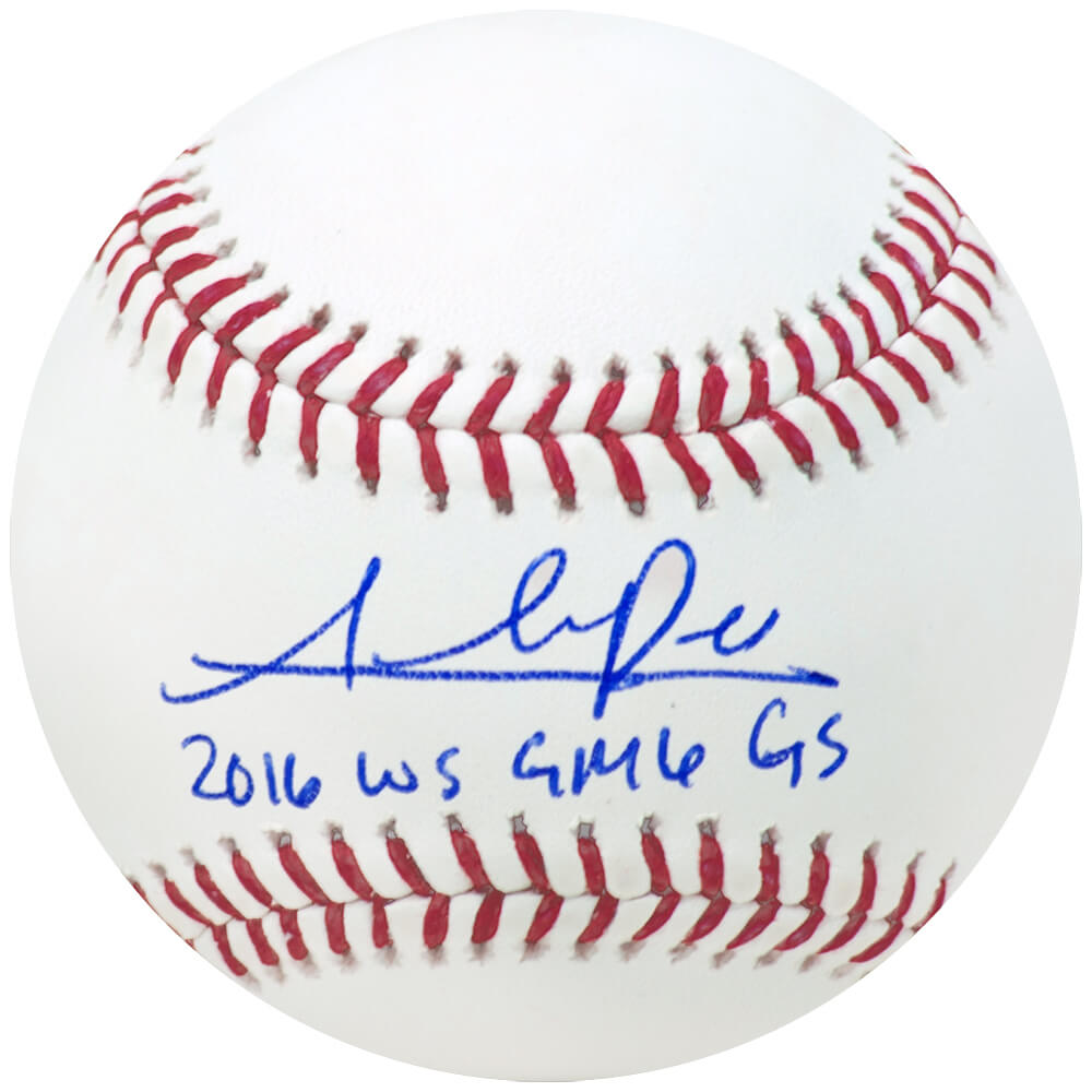 RUSBSB105 Addison Russell Signed Rawlings Official MLB Baseball with 2016 WS Gm 6 GS Inscription