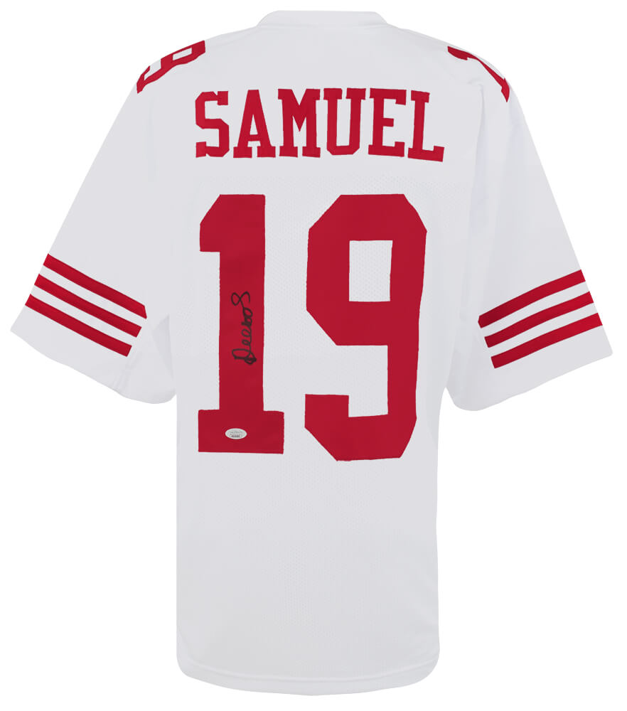 Picture of Schwartz Sports Memorabilia SAMJRY302 Deebo Samuel Signed White Custom Football Jersey - JSA COA