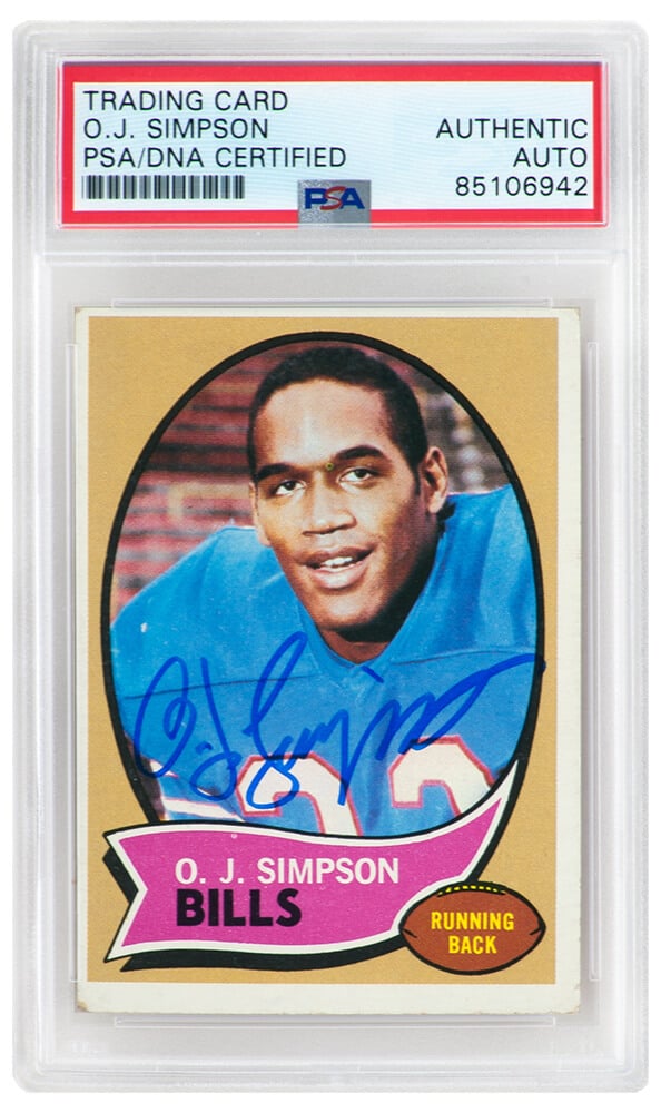 SIMCAR318 O.J. Simpson Signed Buffalo Bills 1970 Topps Rookie Football Card No.90 - PSA & DNA Encapsulated -  Schwartz Sports Memorabilia