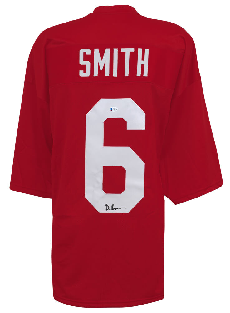 Picture of Schwartz Sports Memorabilia SMIJRY362 Devonta Smith Signed Red Custom Football Jersey - Beckett COA
