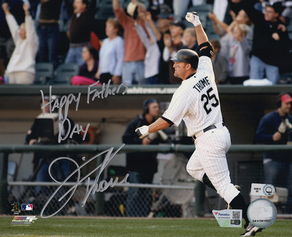 THO08P121 Jim Thome Signed Chicago White Sox 8 x 10 in. Photo with Happy Fathers Day - Fanatics Inscription -  Schwartz Sports Memorabilia