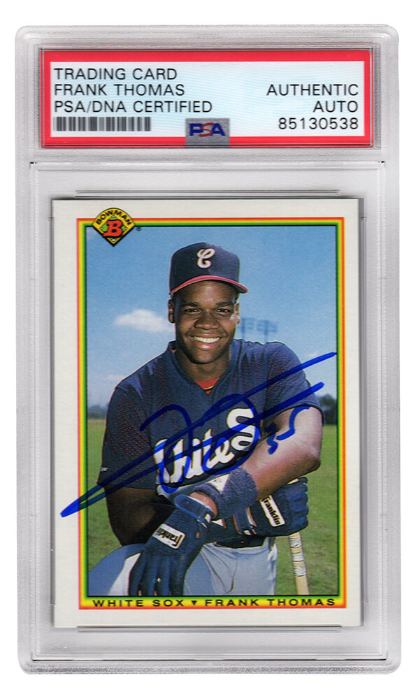 THOCAR120 Frank Thomas Signed White Sox 1990 Bowman Rookie Baseball Card No.320 - PSA & DNA Encapsulated
