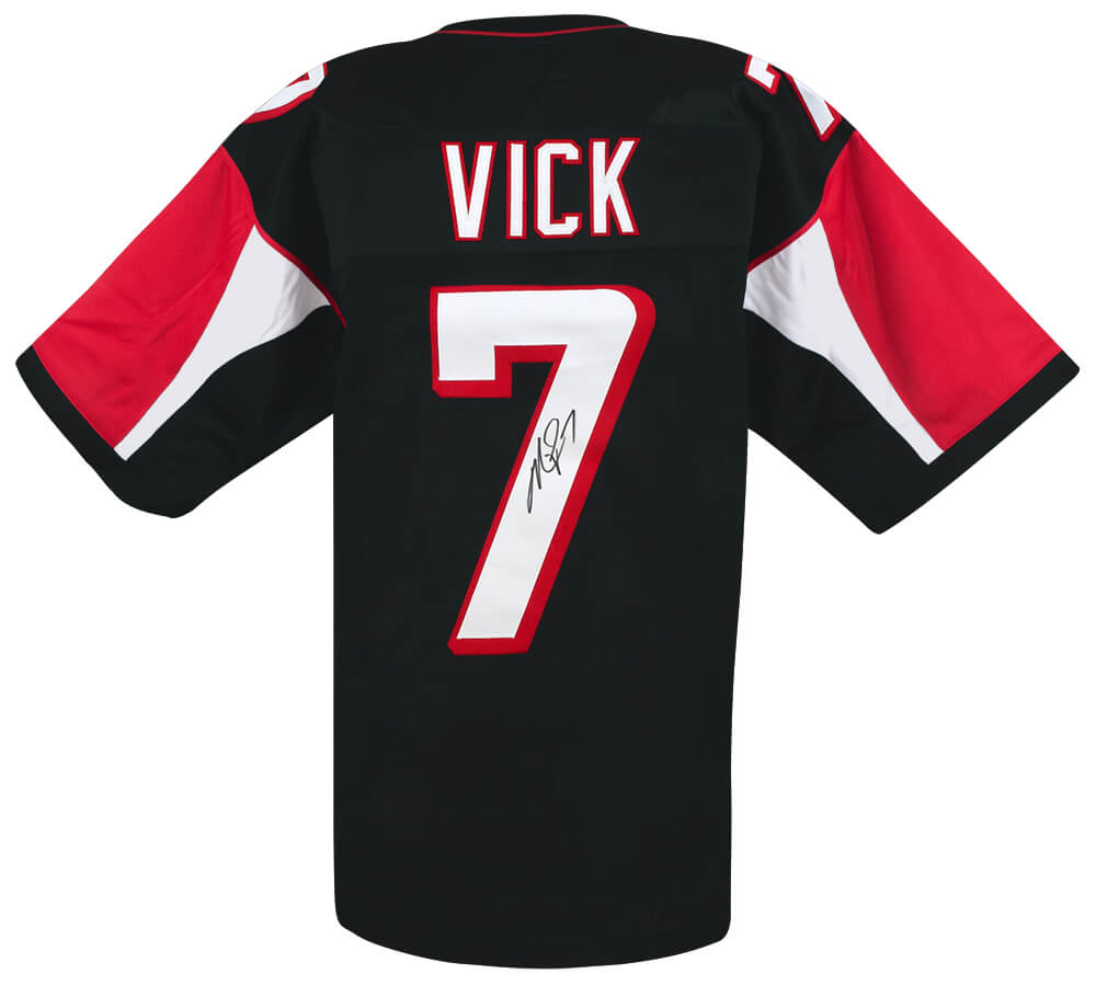 Picture of Schwartz Sports Memorabilia VICJRY305 Michael Vick Signed Black Throwback Custom Football Jersey