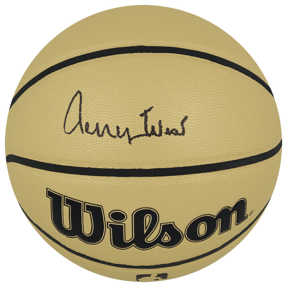 WESBSK212 Jerry West Signed Wilson Gold Full Size NBA Basketball