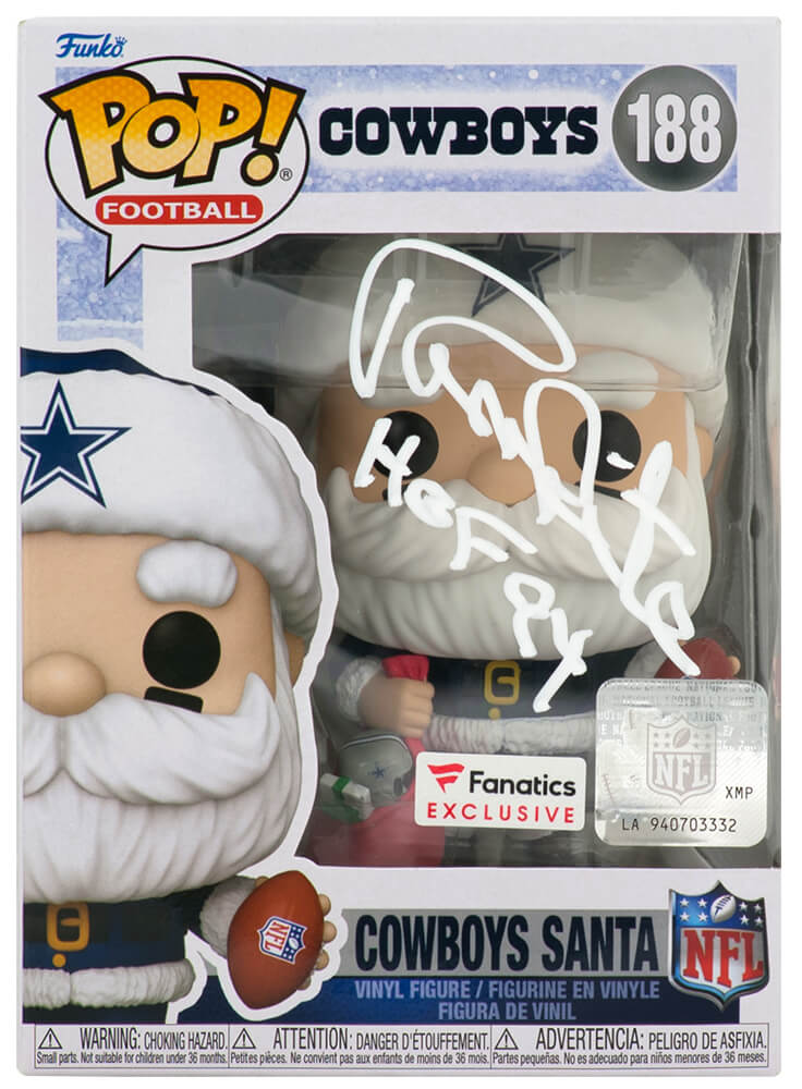 WHIFUN300 Randy White Signed Dallas Cowboys SANTA Funko Pop Doll No.188 with HOF 94 Inscription