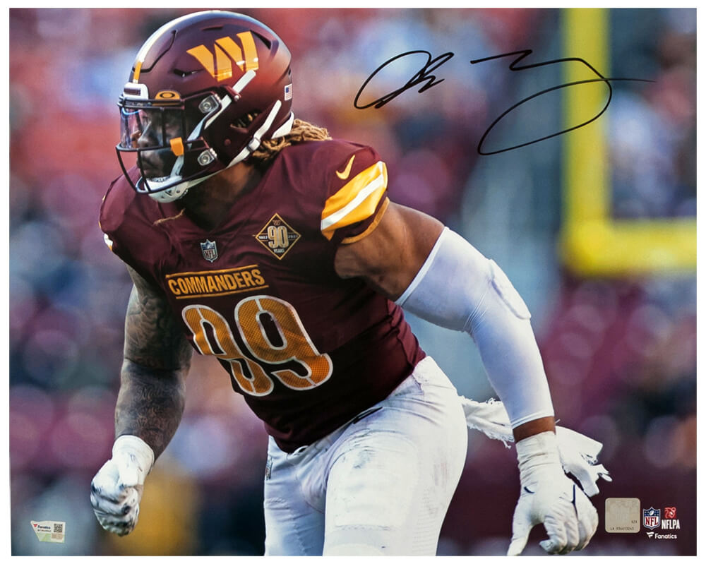 YOU16P310 Chase Young Signed Washington Commanders Pass Rush Action 16 x 20 in. Photo - Fanatics