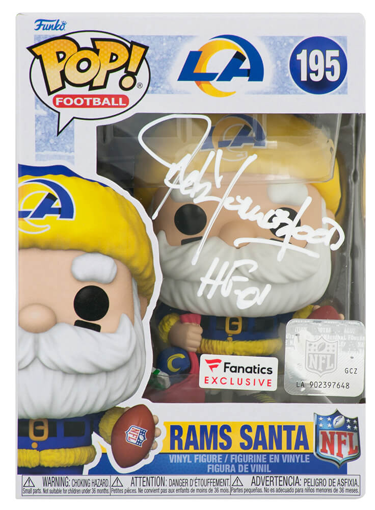 Picture of Schwartz Sports Memorabilia YOUFUN310 Jack Youngblood Signed Los Angeles Rams SANTA Funko Pop Doll No.195 with HF 01 Inscription