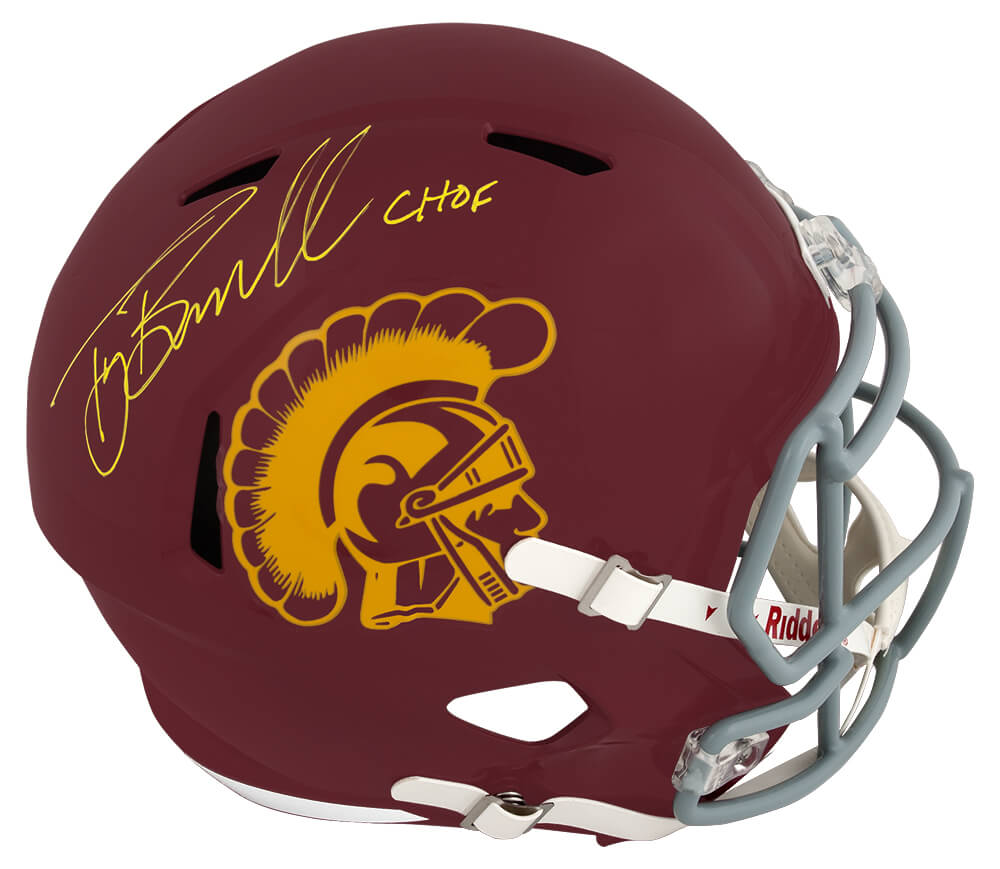 Picture of Schwartz Sports Memorabilia BOSREP338 Tony Boselli Signed USC Trojans Riddell Full Size Speed Replica Helmet with CHOF