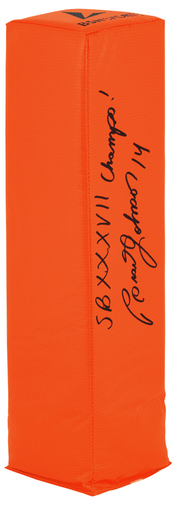 JOHPYL331 Brad Johnson Signed BSN Orange Football Endzone Pylon with SB XXXVII Champs